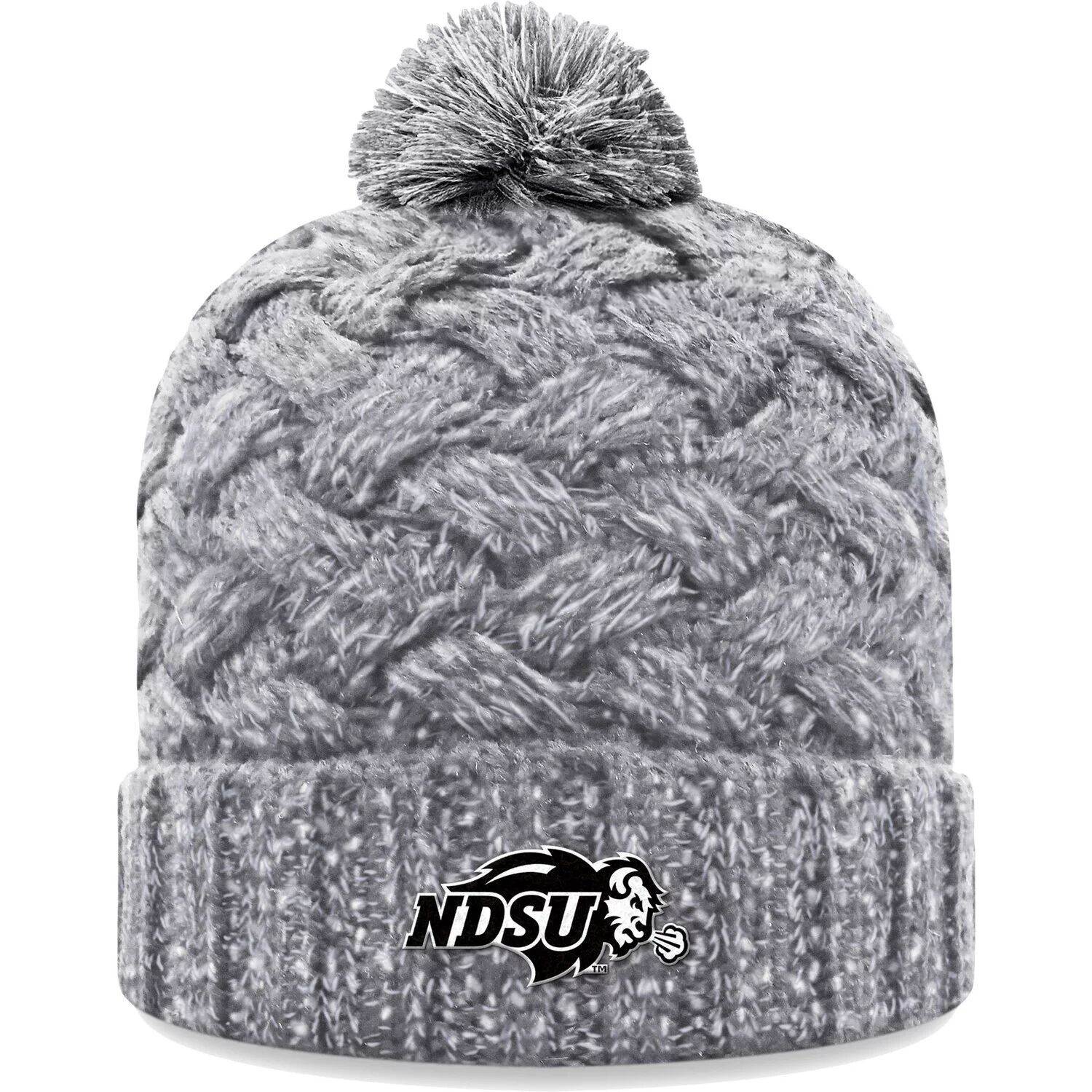 

Женская вязаная шапка с манжетами и помпоном Top of the World Heather Grey NDSU Bison Arctic