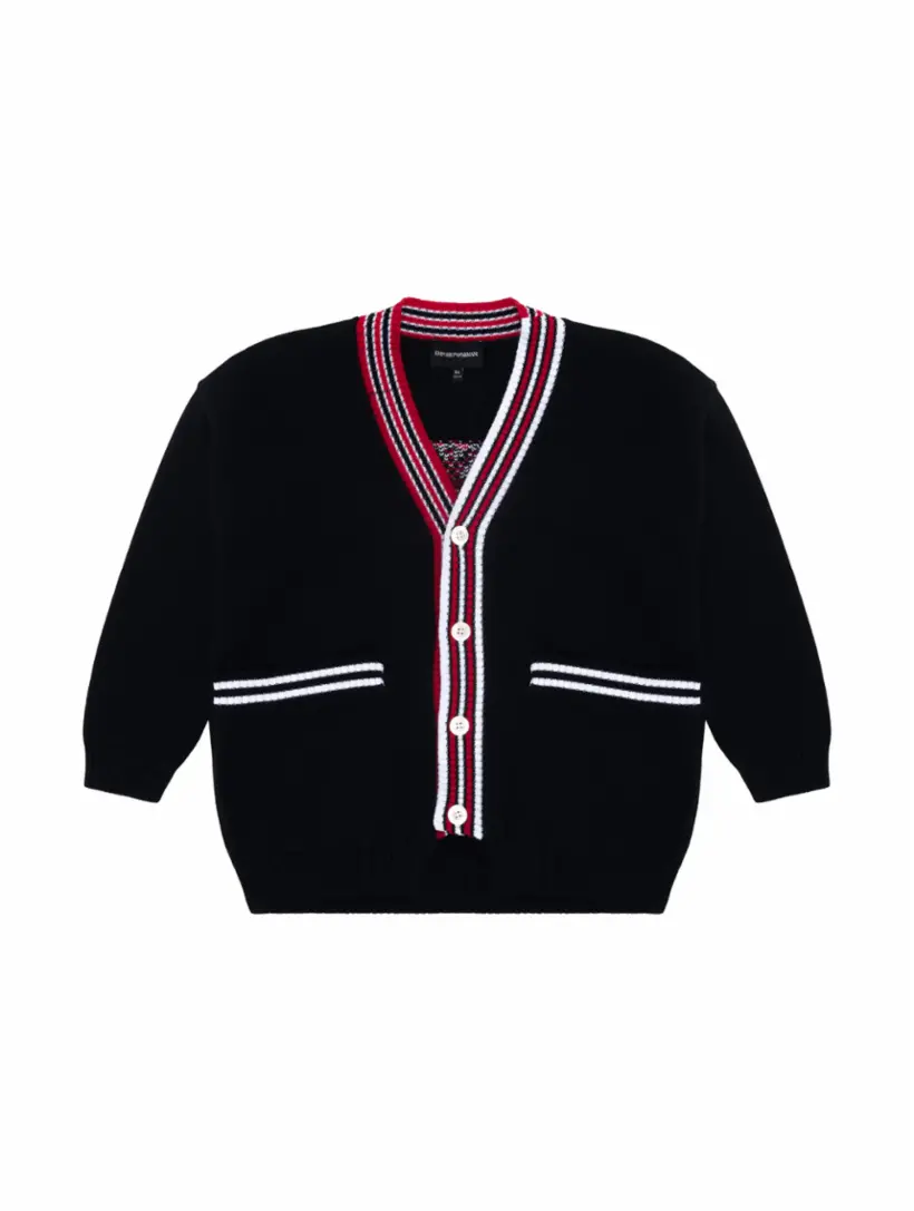 

Хлопковый кардиган с логотипом EMPORIO ARMANI, тёмно-синий