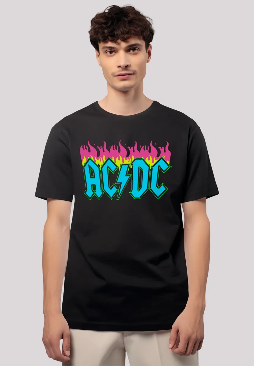 

F4NT4STIC Футболка "ACDC Neon Flames", премиум качество, черный