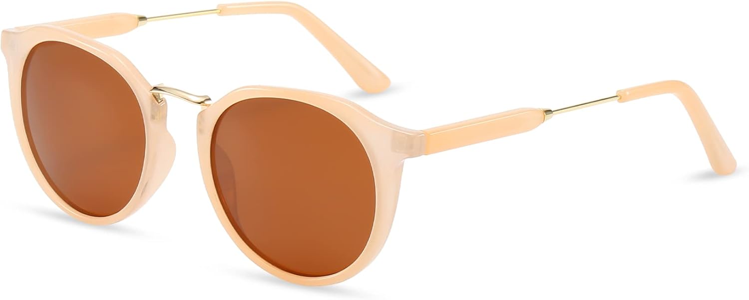 

Поляризованные солнцезащитные очки ZENOTTIC в винтажном классическом стиле, круглые, ретро, ​​с защитой от УФ-излучения UV400 и металлической оправой, для мужчин и женщин, Nude