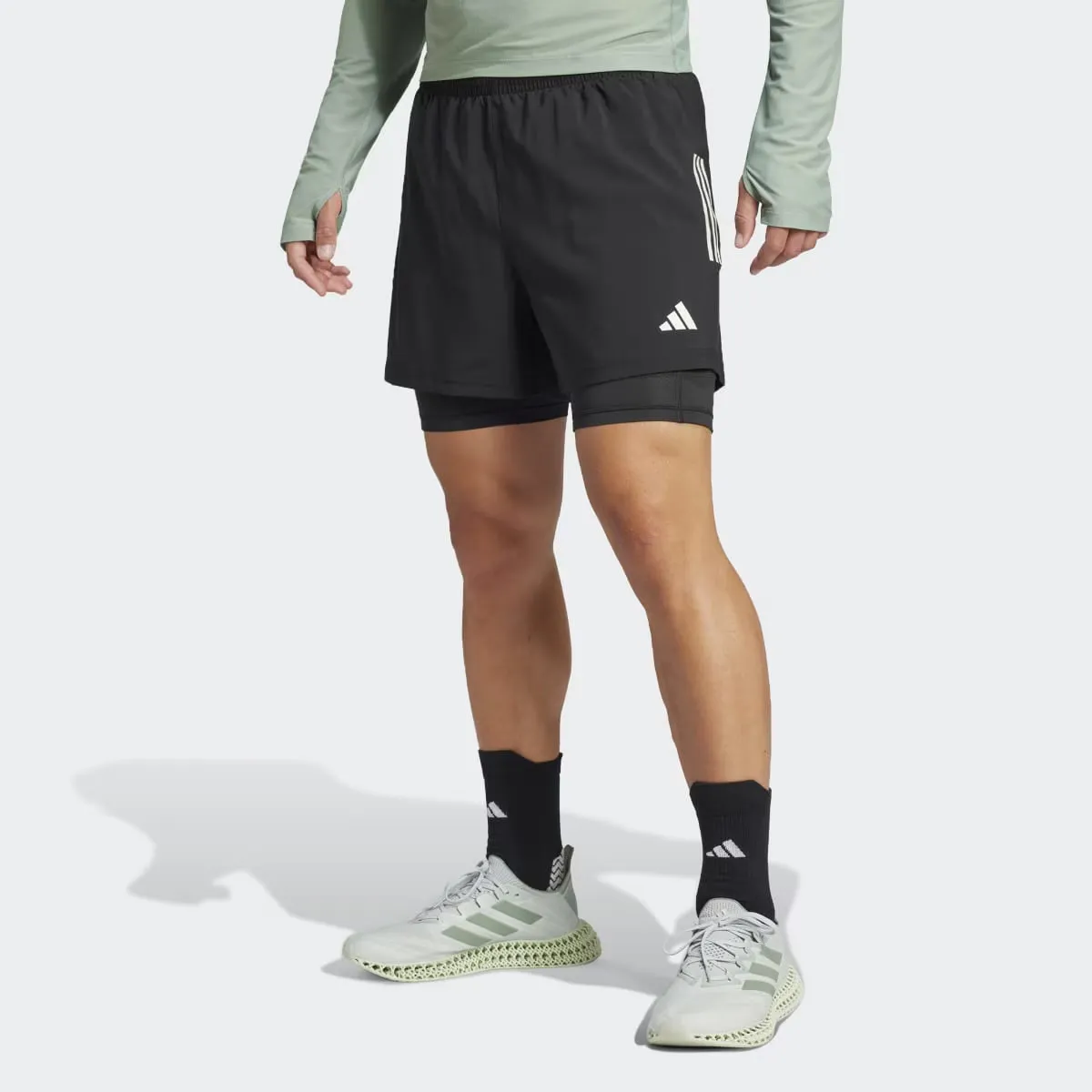 

Мужские шорты Own The Run CLIMACOOL 2-в-1 Adidas, чёрный