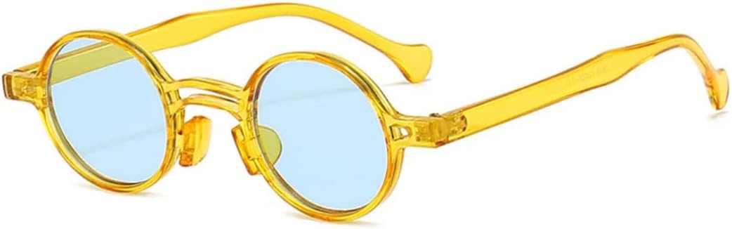 

Винтажные маленькие круглые солнцезащитные очки для женщин, модные, с двойной перемычкой, прозрачные линзы цвета морской волны, мужские, трендовые, в стиле панк, синие VRTRFFTR, Yellow Blue