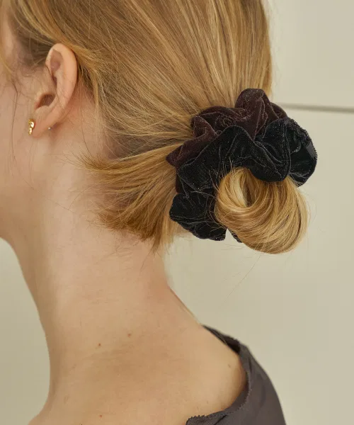 Резинка для волос Mini Shimmer Velvet Hair Scrunchie, S'SECONDO, чёрный — фото 3