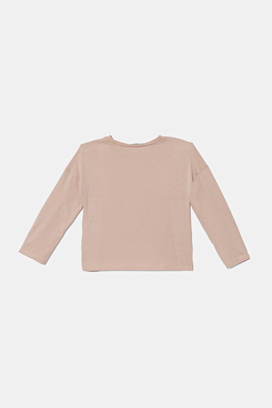 Детская хлопковая кофта с длинным рукавом United Colors Of Benetton, розовый — фото 2