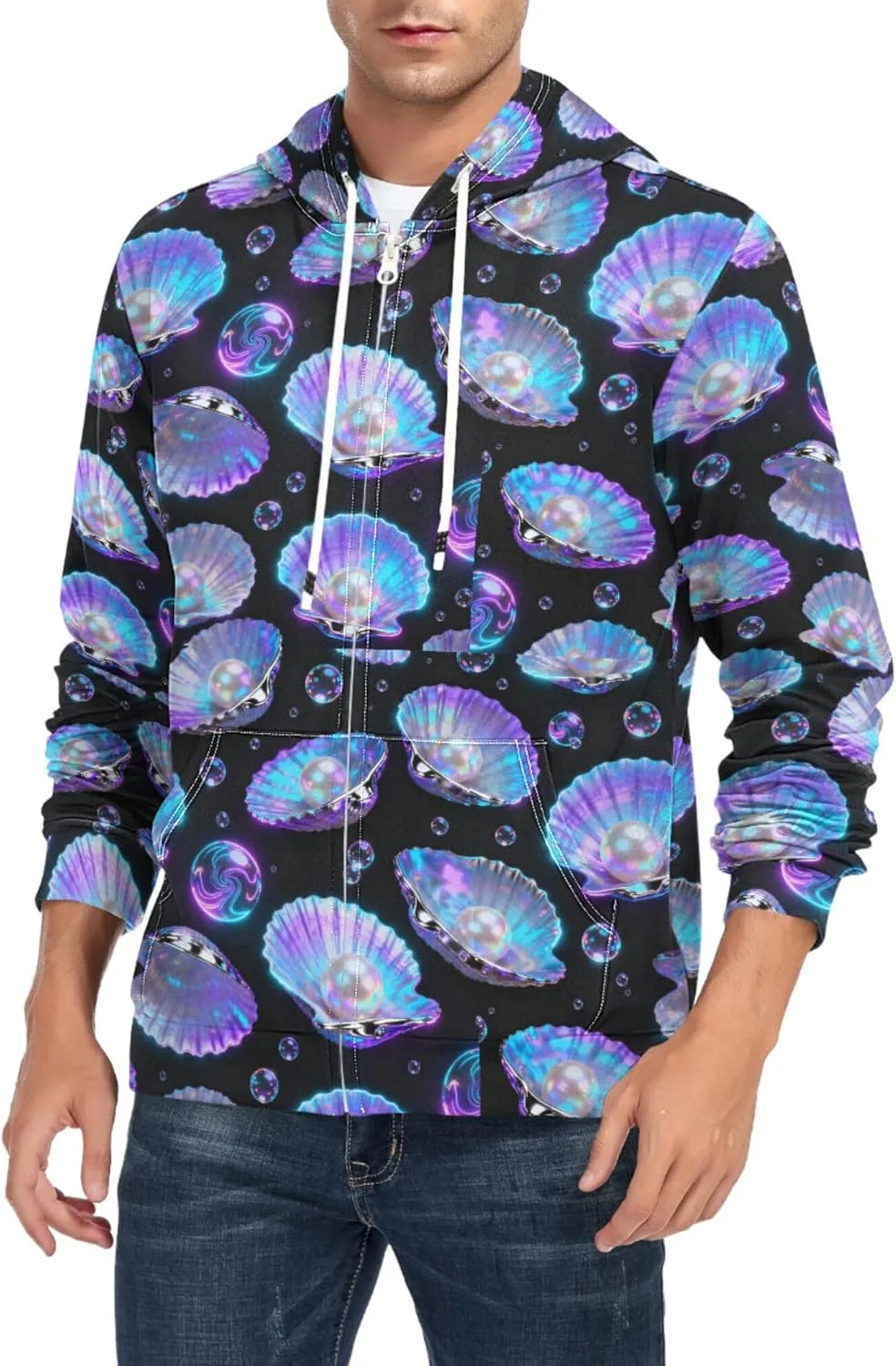 

Мужская толстовка с капюшоном на молнии, с принтом и карманом CUPADA