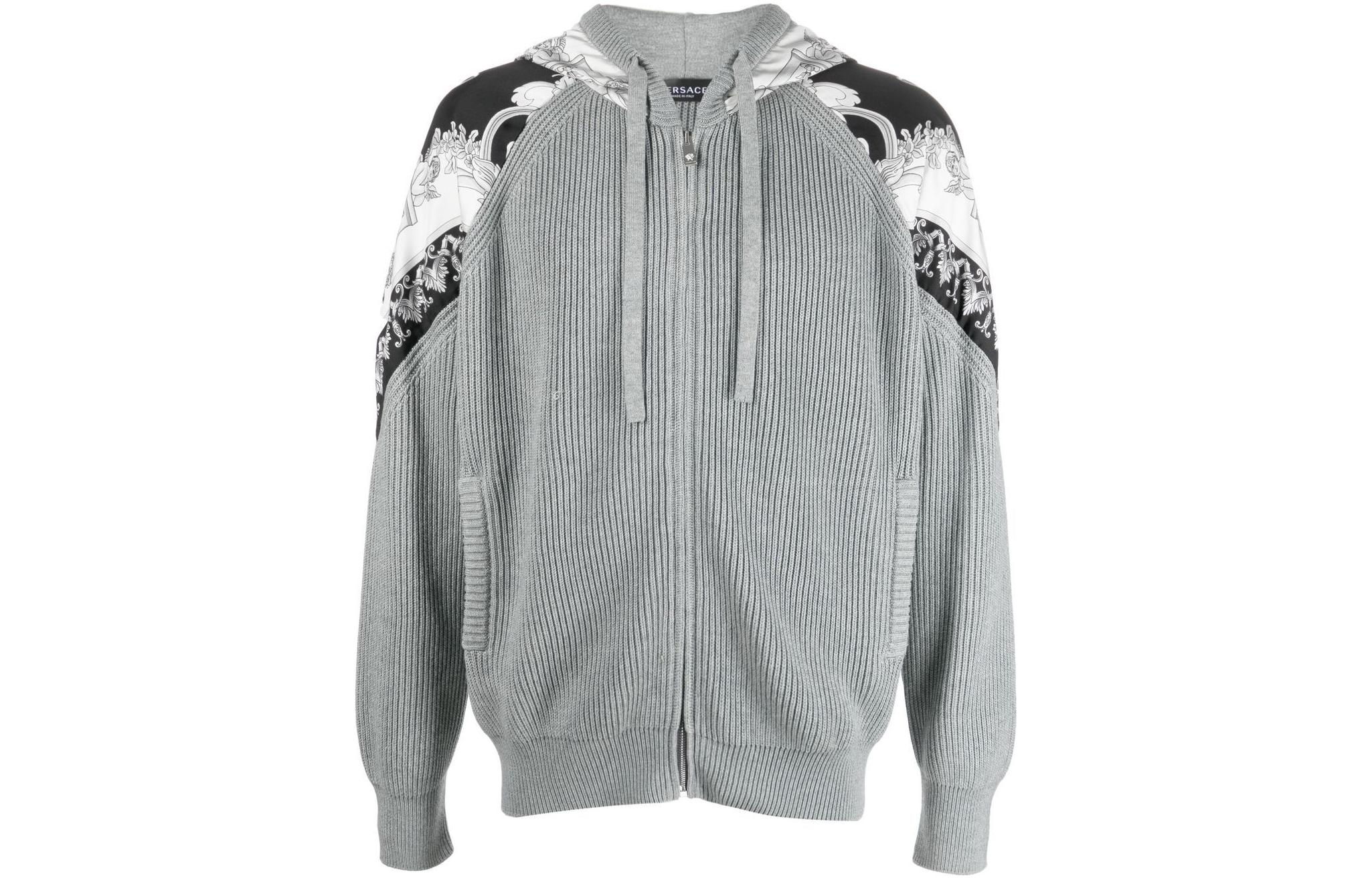 

Куртка Filigree-Printed Zipped Knitted Hoodie VERSACE, серый