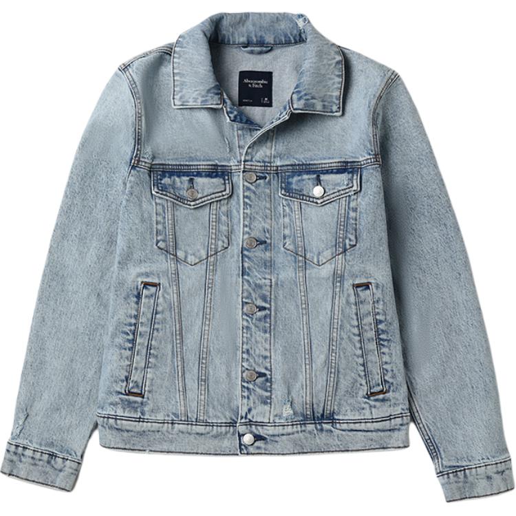 

Abercrombie＆Fitch Джинсовая куртка мужская светло-голубая, Light Blue