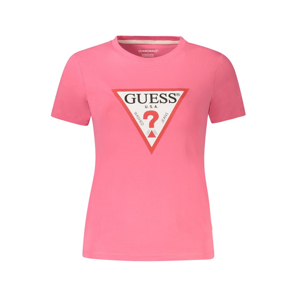 

Розовая хлопковая футболка Guess Shoes, розовый