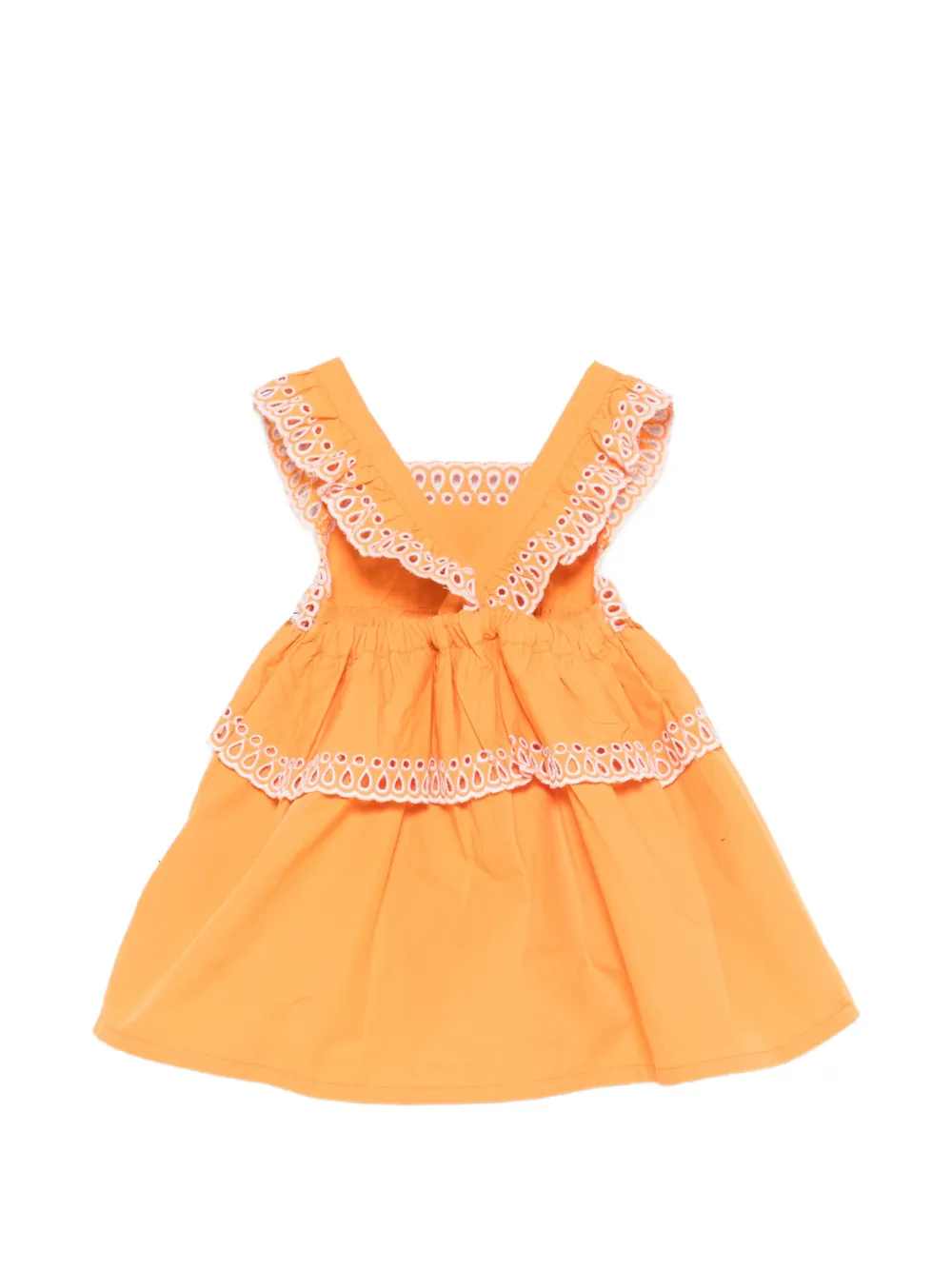 Платье с вышивкой англезе Stella Mccartney Kids, оранжевый — фото 2
