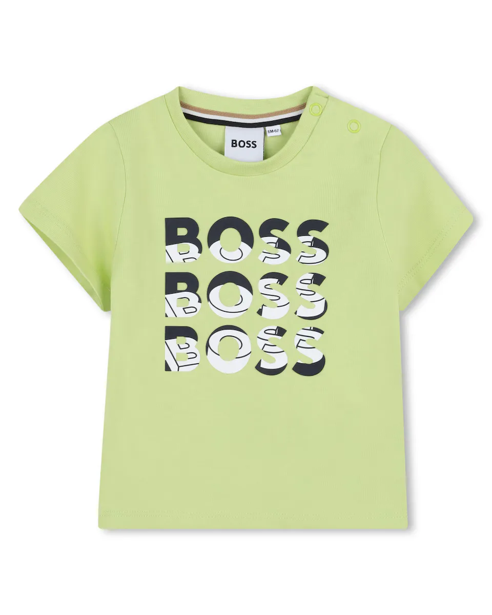

Футболка для мальчика зеленого хлопкового цвета BOSS Kidswear, зеленый