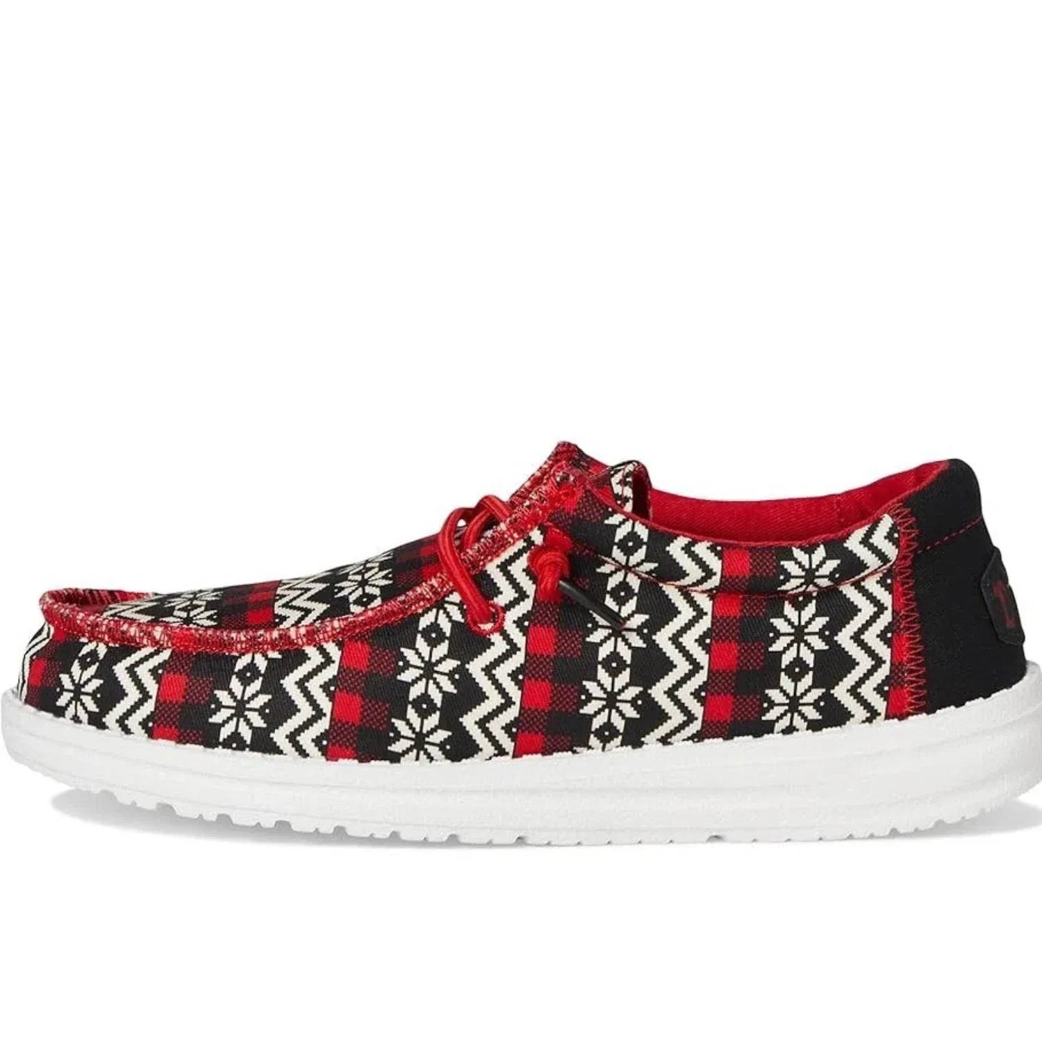 Youth Hey Dude Wally Ugly Sweater- Black Red Fair Isle Shoes HAWK3191 — фото 2