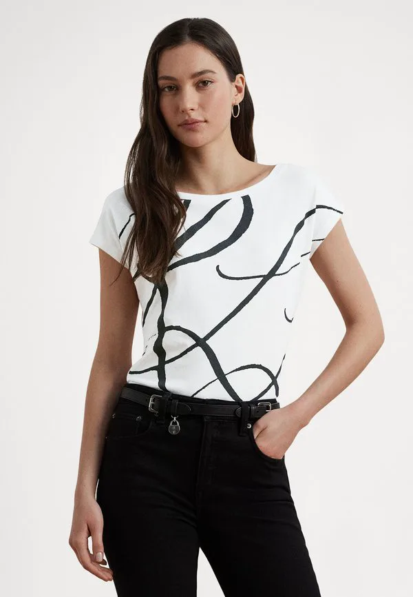 

Футболка из смесовой хлопковой ткани с принтом логотипа Lauren Ralph Lauren, White, Белый, Футболка из смесовой хлопковой ткани с принтом логотипа Lauren Ralph Lauren, White