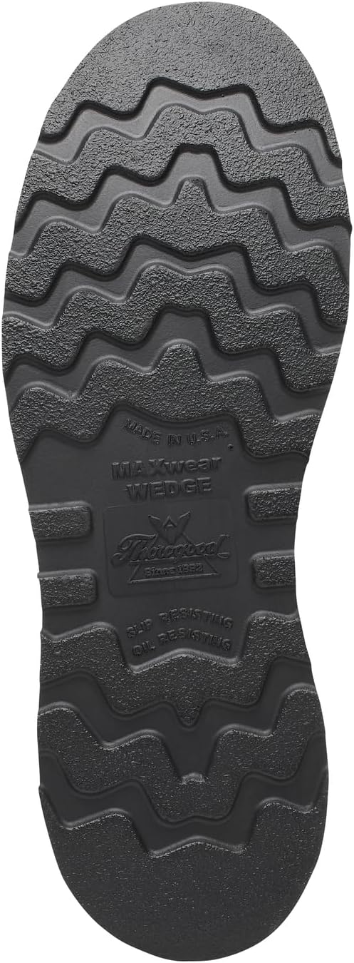 Мужские ботинки Thorogood American Heritage 6 Steel Safety Moc Toe - черные, с клиновидной подошвой MAXWear, из цельнозернистой кожи, с амортизирующей стелькой — фото 4