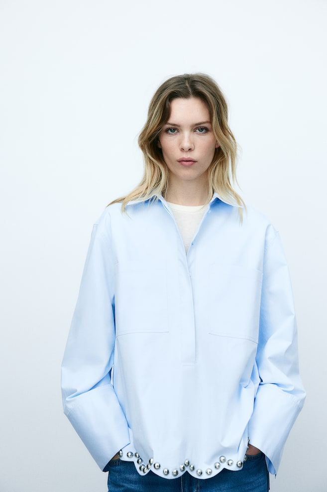 

Блузка из твила с заклепками H&M, голубой