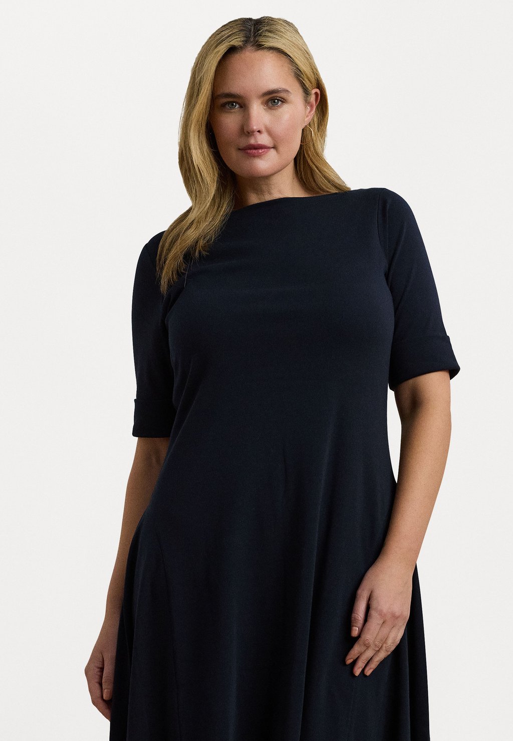 

Повседневное платье RIB-KNIT STRETCH COTTON MIDI DRESS Lauren Ralph Lauren Woman, темно-синий
