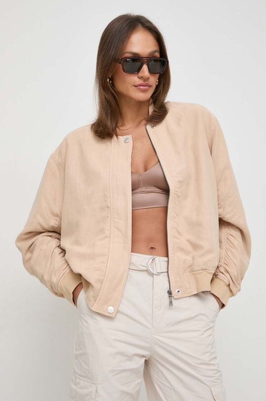 

Льняной бомбер Guess, бежевый