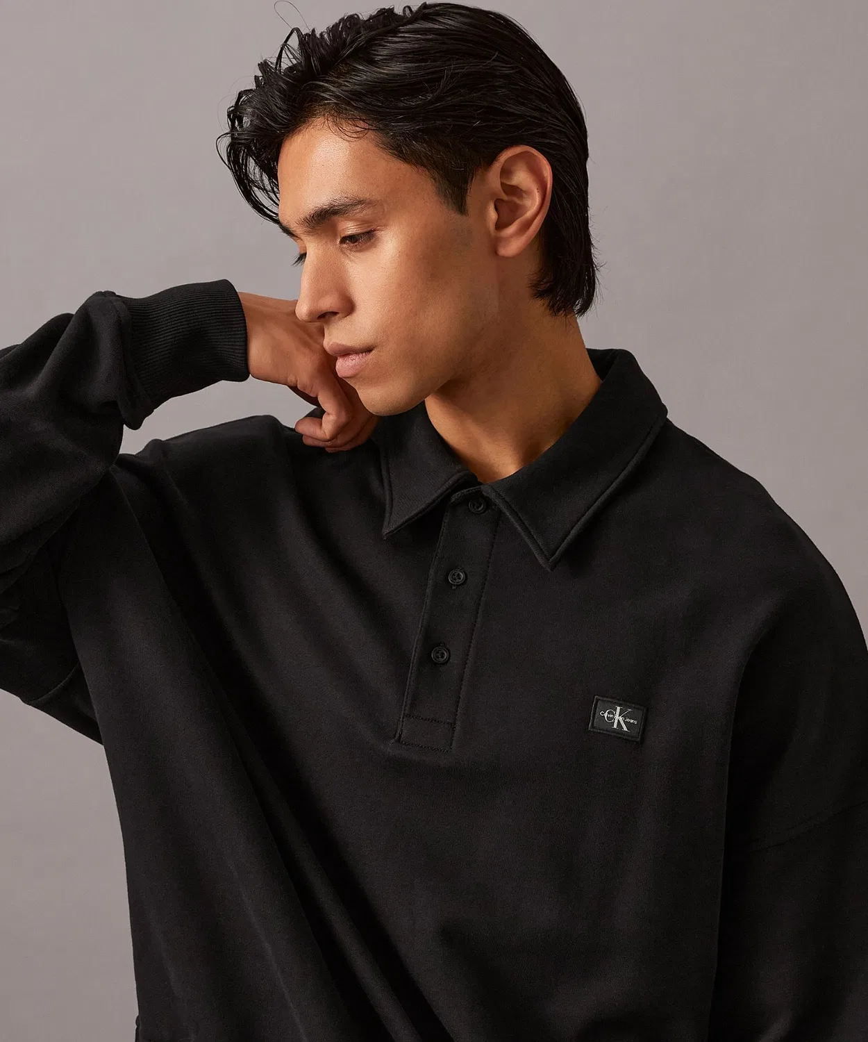 Свитшот регби Calvin Klein Jeans, свободный крой, светло-бежевый — фото 2