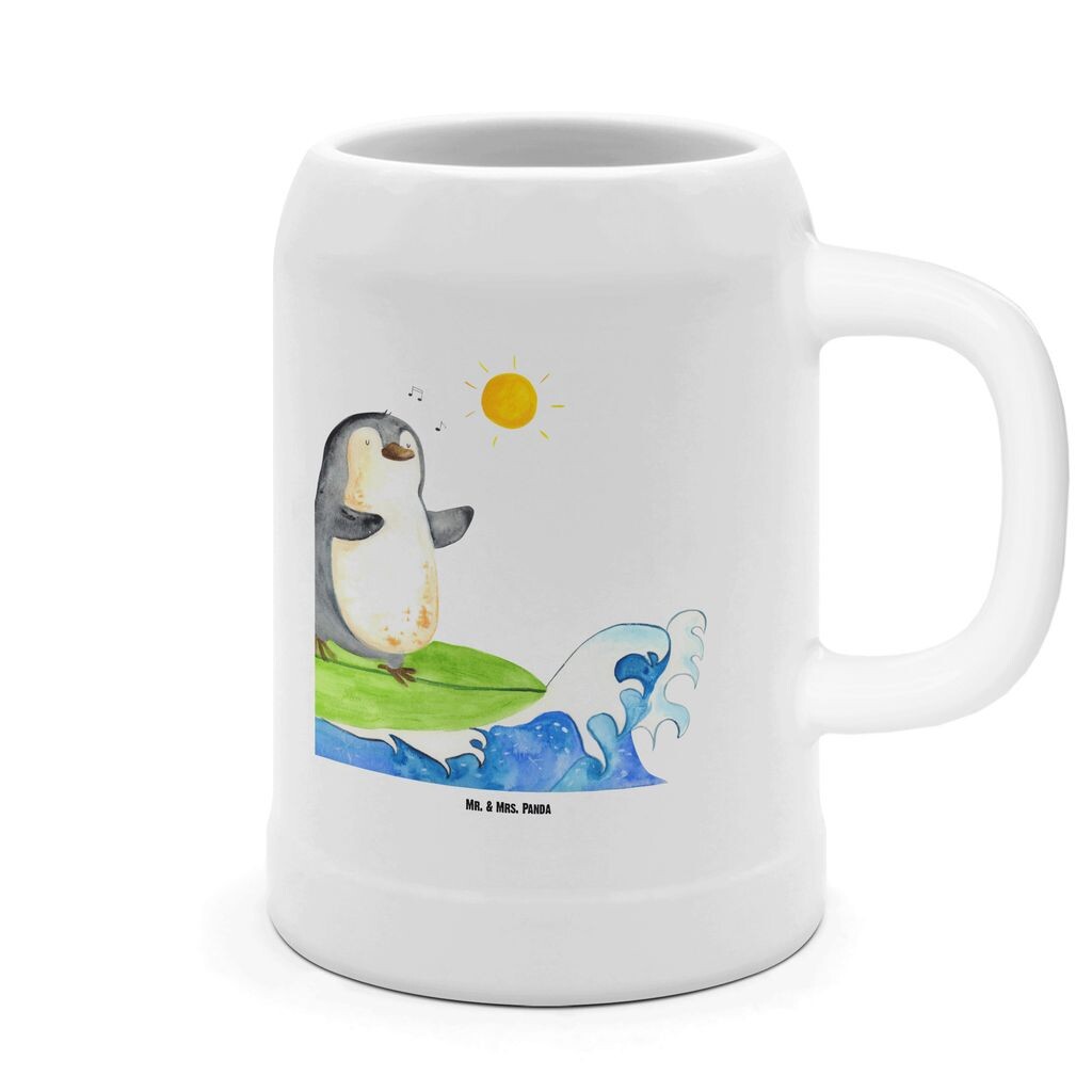 

Пивная кружка Mr. & Mrs. Panda Penguin Surfer — белая — подарок, 500 мл, Holiday, 0, Riding Waves, Steinsteine, Пивные кружки, Португалия, белый
