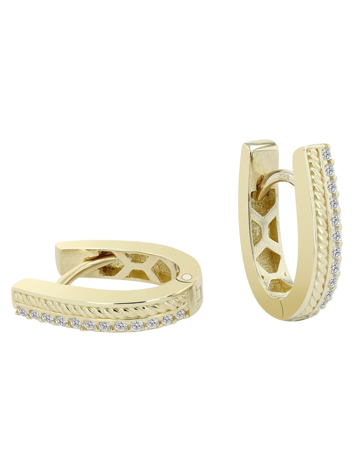 

Adeliás Женские серьги - серьги-кольца на шарнирах из золота 333 пробы с кубическим цирконием в золоте