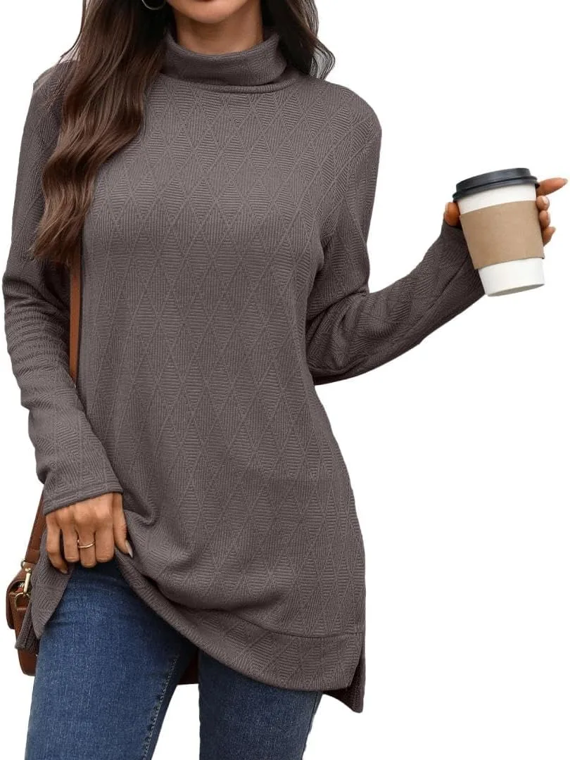 

Женская туника с длинными рукавами и высоким воротником