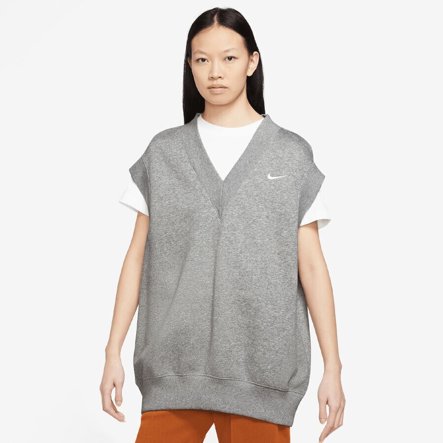 

Спортивная одежда Очень большой женский флисовый жилет Phoenix NIKE, цвет dk grey heather/sail