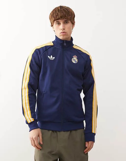 Темно-синий и желтый спортивный топ adidas Football Real Madrid