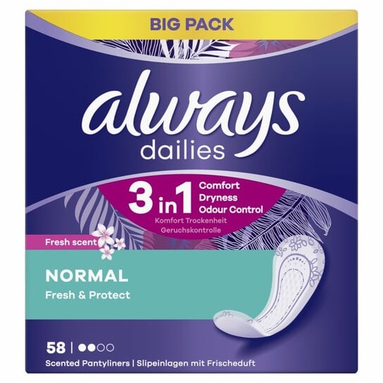 

Ежедневные прокладки, 58 шт. Always, Dailies Normal Fresh & Protect