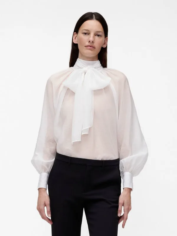 Прозрачная блузка-рубашка с бантом от gapstudio Gap, New Off White
