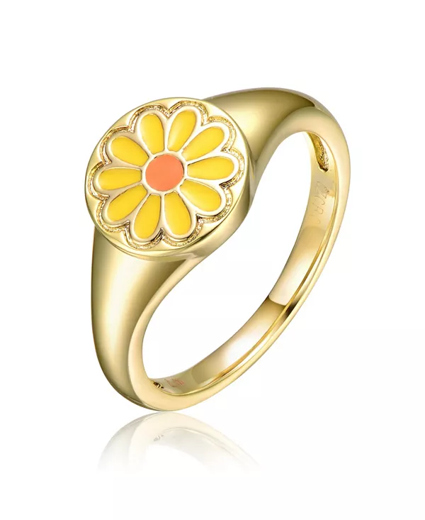 

Современные кольца из 14-каратного желтого золота с желтой цветочной эмалью Gigigirl, yellow