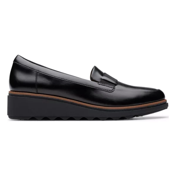 Женские кожаные лоферы Sharon Pace на клиновидном каблуке без шнуровки Clarks, цвет black leather — фото 2