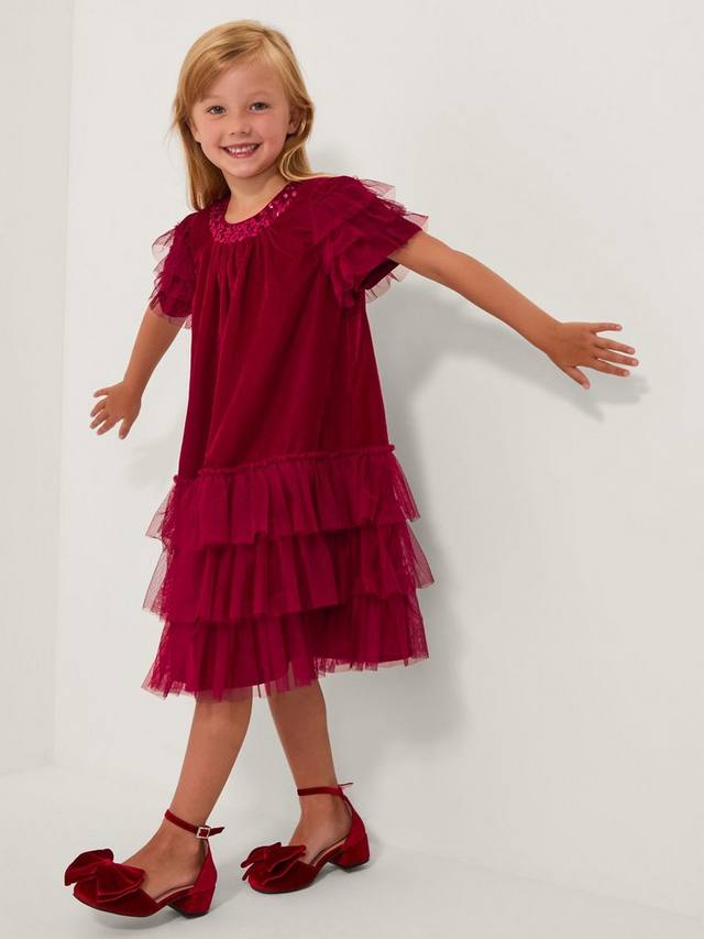 

Детское платье для праздника Alexandra Velvet с рюшами Monsoon, Red