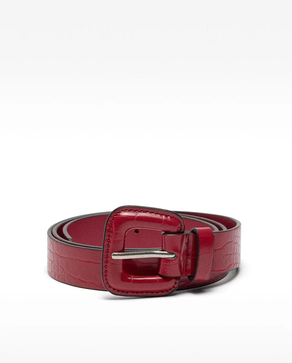 

Женский пояс с анималистическим принтом и пряжкой Parfois, красный