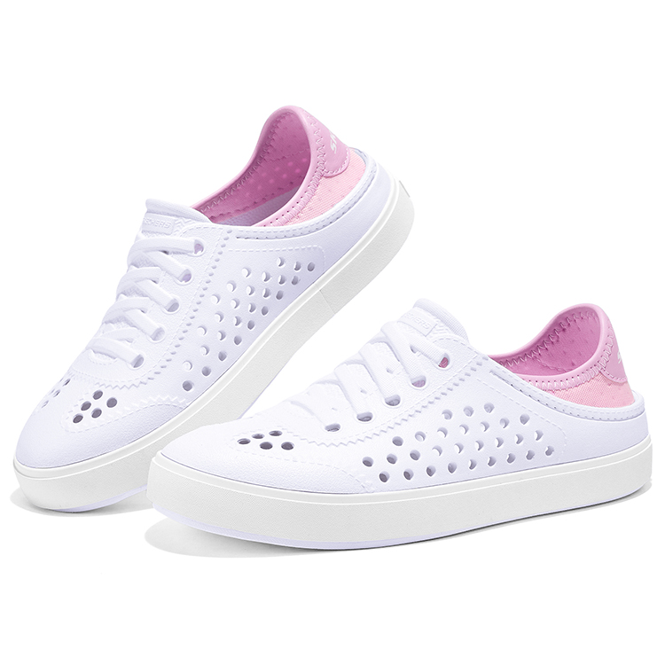 Skechers Kids Износостойкий дышащий нескользящий лоу-топ сандаль White/Pink детский — фото 3