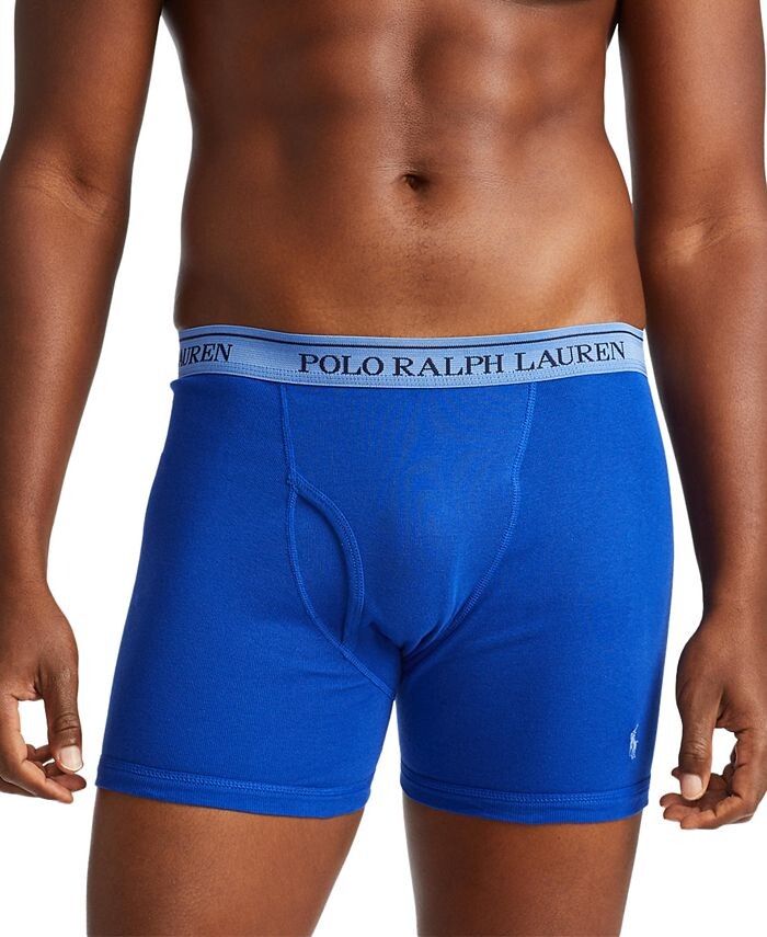 Мужской комплект из 3 штук. Классические хлопковые трусы-боксеры Polo Ralph Lauren, цвет Aerial Blue / Rugby Royal / Cruise Navy — фото 2