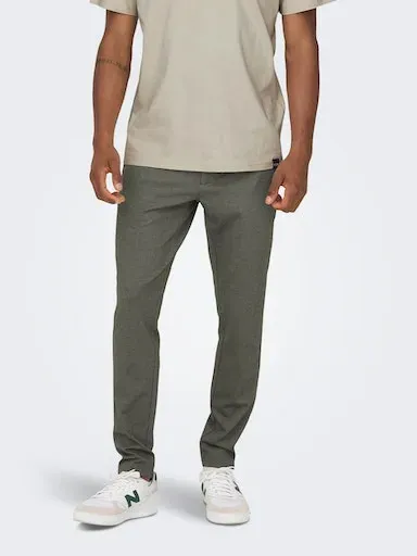 

Брюки-чиносы ONLY & SONS "ONSMARK SLIM HERRINGBONE 2911 PANT NOOS", цвет Teak