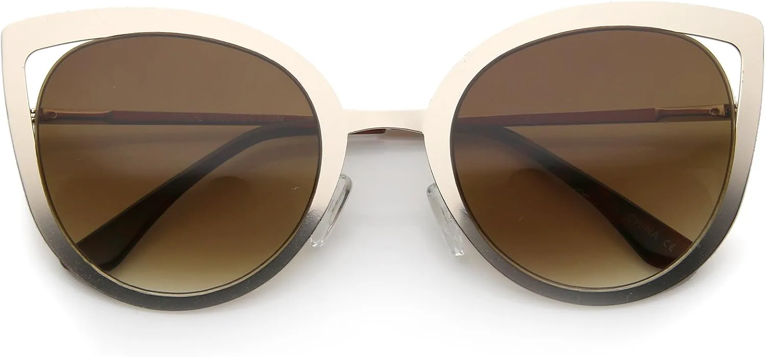 

Солнцезащитные очки zeroUV женские в смелой металлической оправе с градиентными линзами "кошачий глаз", 59 мм (золото-золото/янтарный), Gold-gold / Amber