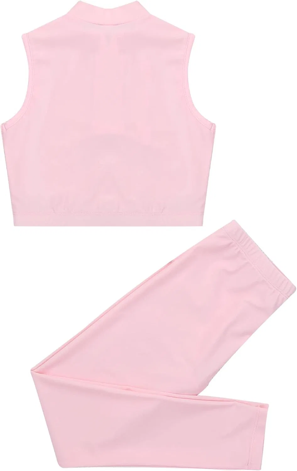 Детский спортивный костюм Mufeng, топ с леггинсами, Zipper Pink — фото 4