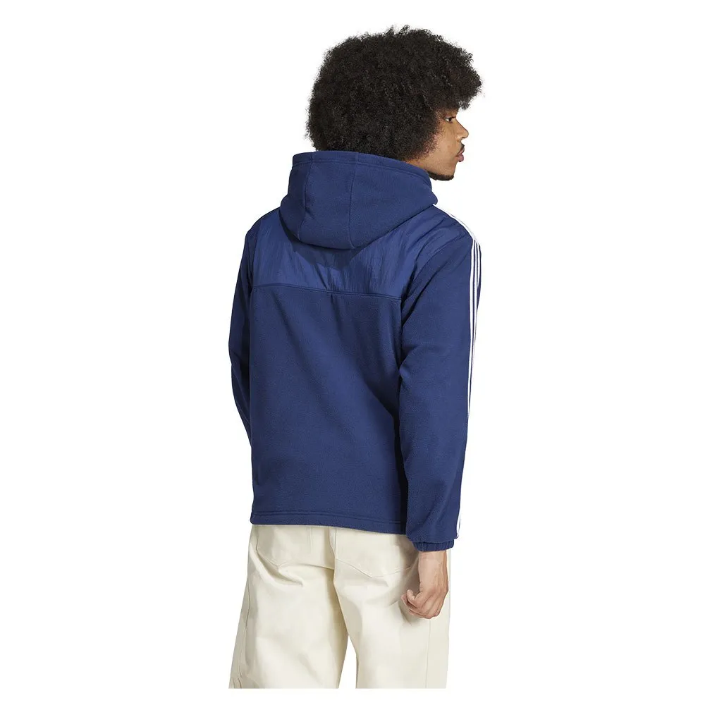 Толстовка adidas Originals Adicolor 3 Stripes Teddy Fleece full zip, синий — фото 2