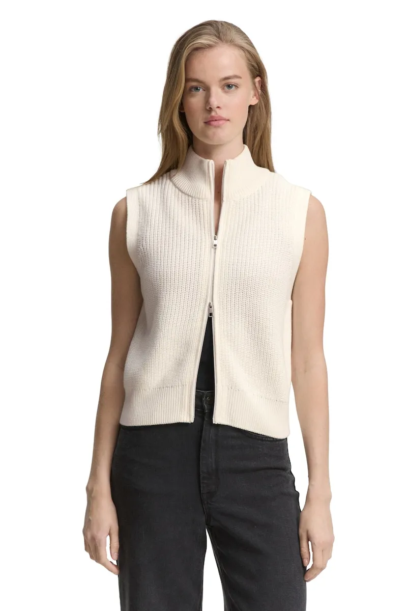 

Женский трикотажный жилет без рукавов на молнии Tom Tailor, белый