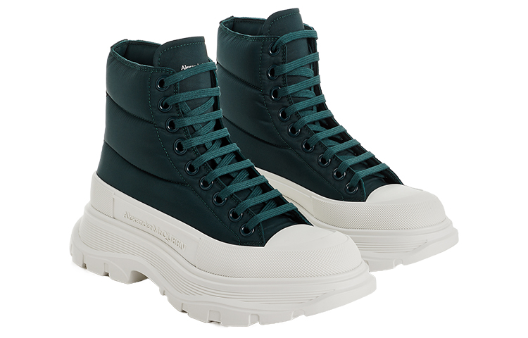 Футболка Tread Slick на шнуровке с амортизацией женская Alexander McQueen, белый зеленый — фото 3