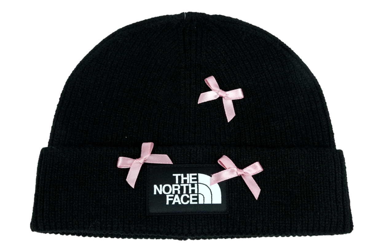 

THE NORTH FACE Нейлоновая унисекс шапка-бини черная розовая, Bowknot