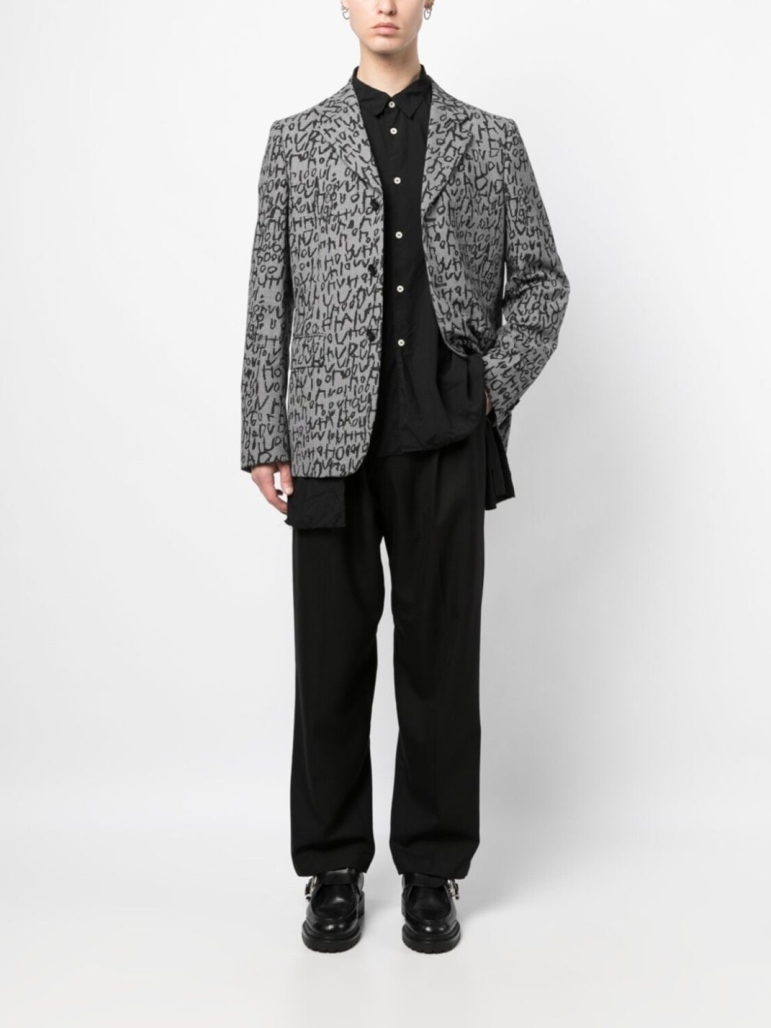 

Comme des Garçons Homme Plus однобортный пиджак с графичным принтом, черный