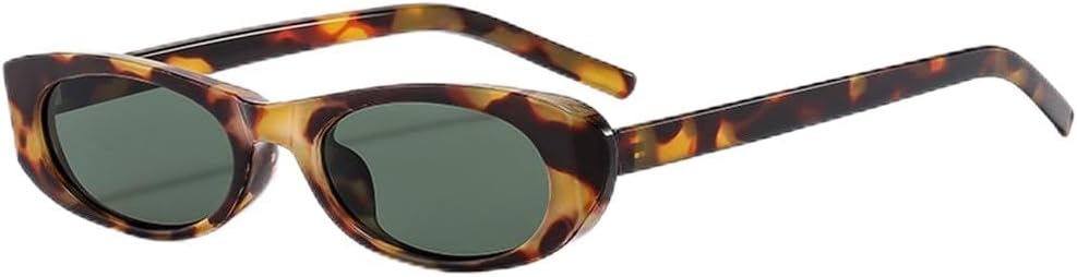 

Модные солнцезащитные очки в маленькой овальной оправе, ретро-стиль «кошачий глаз», подходят для женщин, для активного отдыха, вождения, путешествий, защиты от ультрафиолета UV400 UJNHGQ, Leopard Green