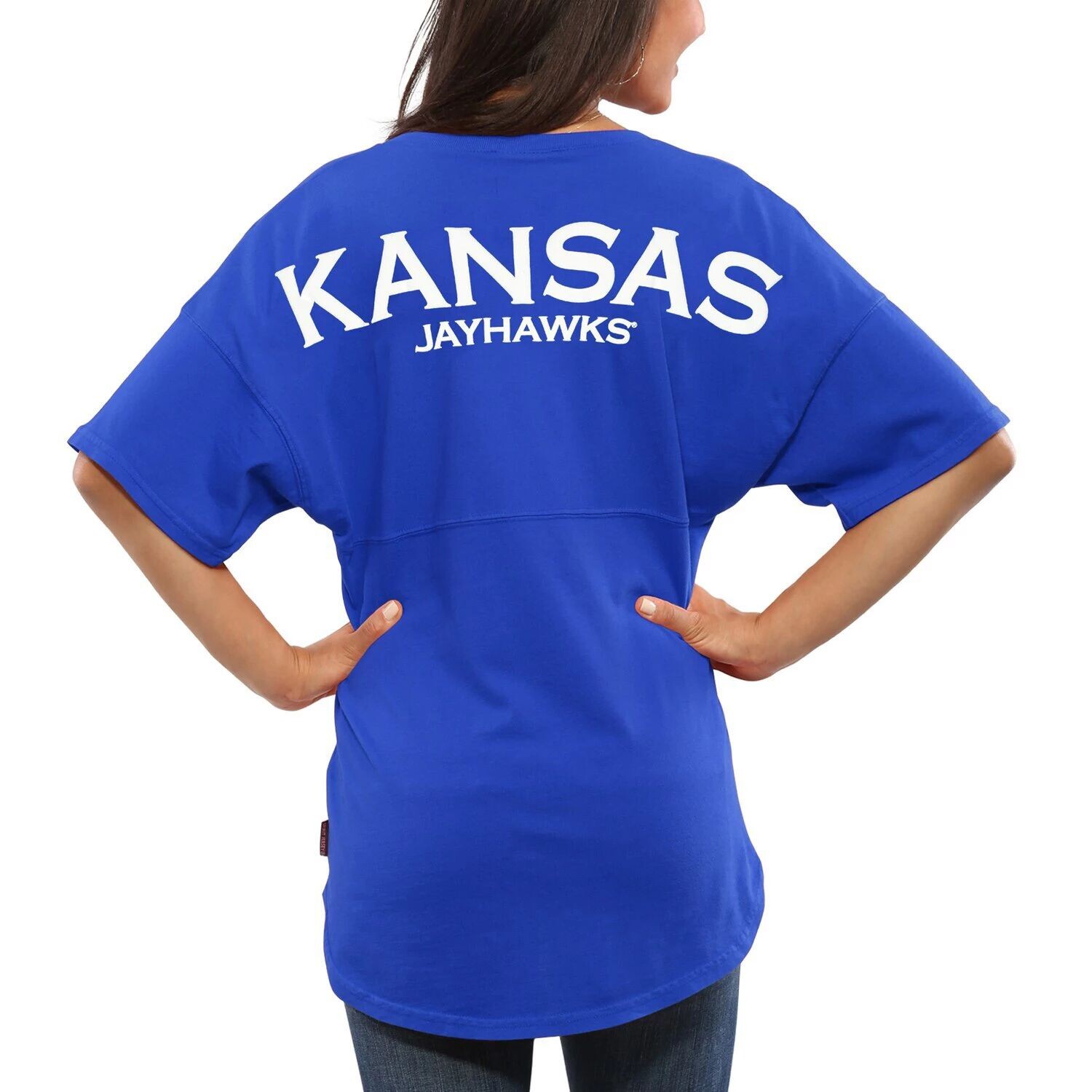 

Женская футболка оверсайз из джерси Royal Kansas Jayhawks Spirit