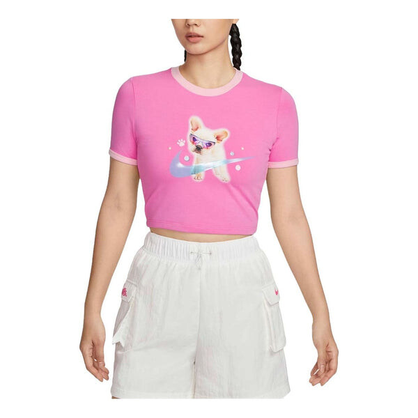 

Футболка sportswear graphic slim crop t-shirt asia sizing 'pink' Nike, розовый