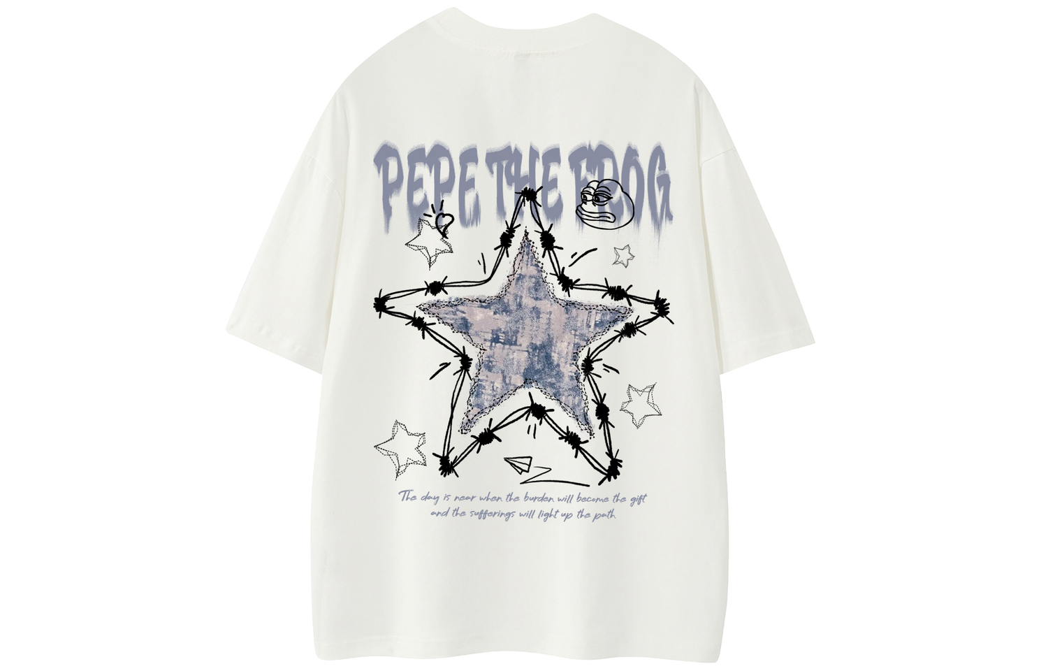 

Футболка с коротким рукавом Unisex Pepe The Frog, цвет белый и серый меланж