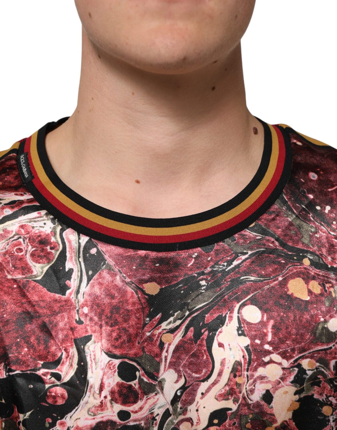 Футболка большого размера из разноцветного полиэстера с мраморным принтом Dolce & Gabbana, мультиколор — фото 4