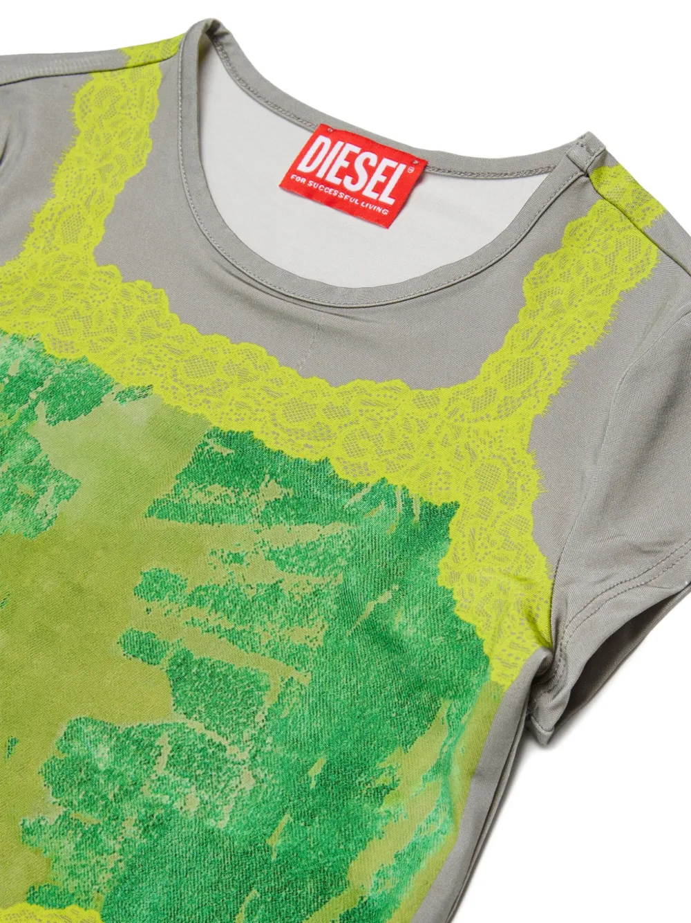 Футболка TipiZ с кружевной вышивкой Diesel Kids, серый — фото 3