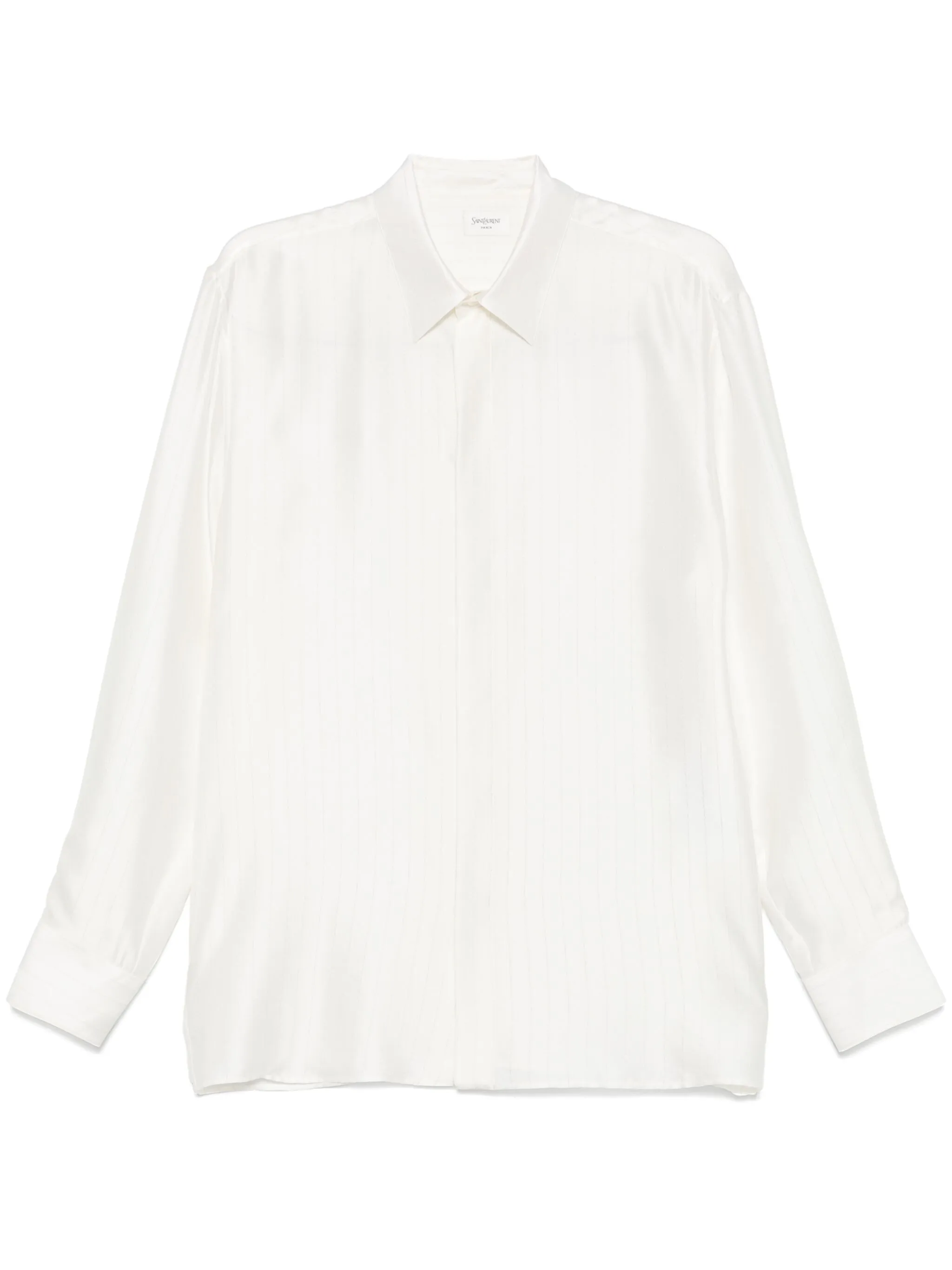

Атласная рубашка в полоску Saint Laurent, белый