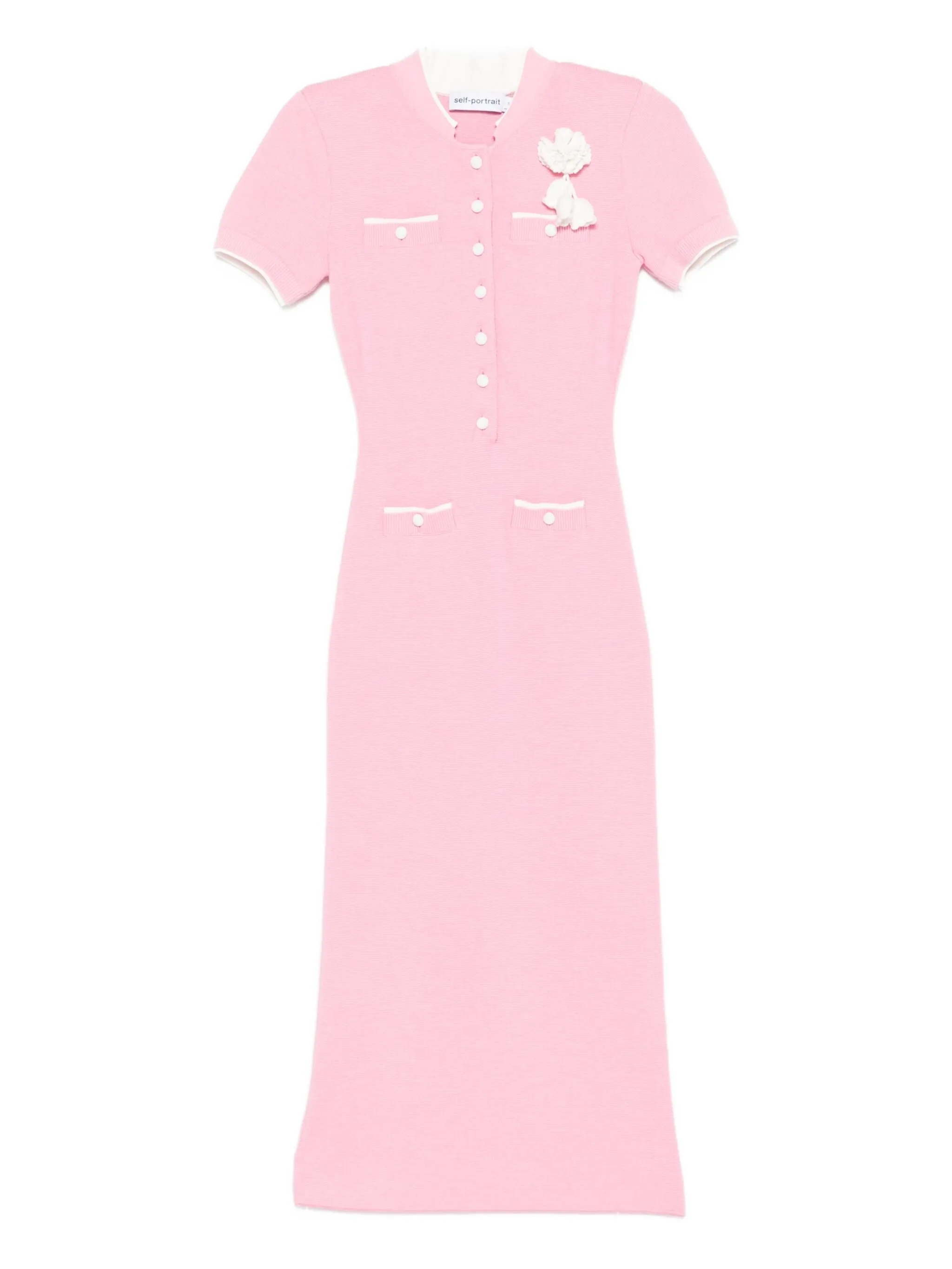 

Платье миди с цветочной аппликацией Self-Portrait, розовый